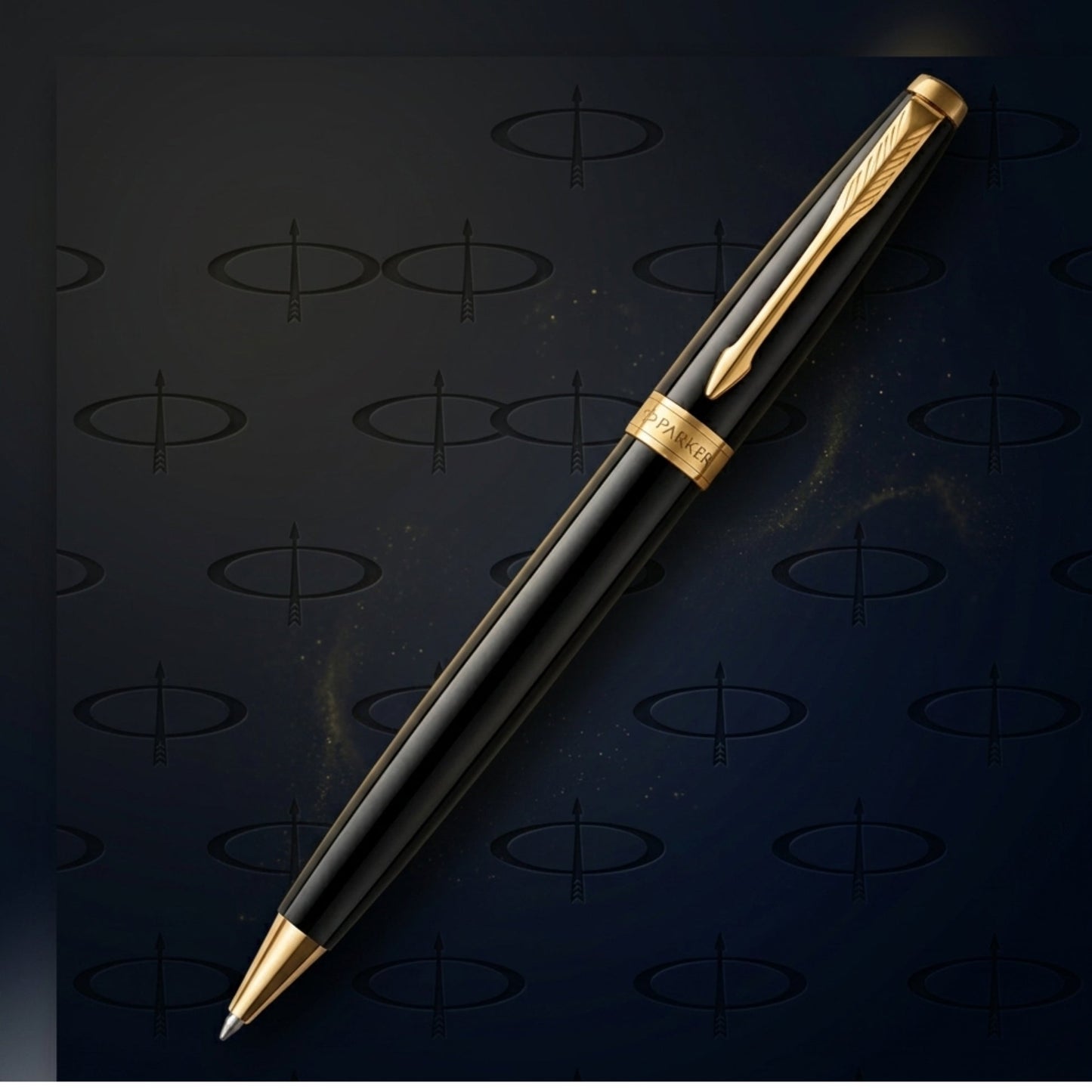Parker Fusion Lacque Black Gold Trim Ballpoint Pen with A5 Notebook