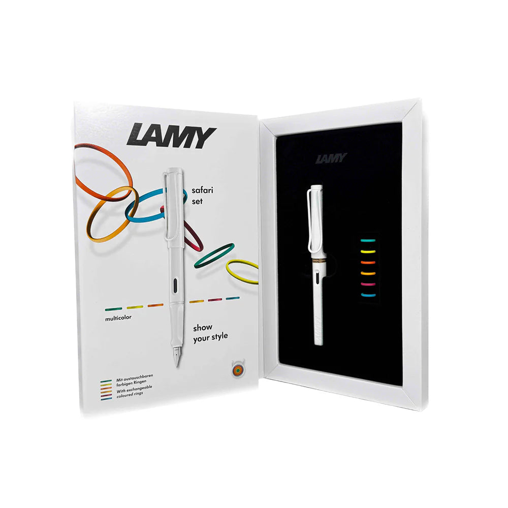 Lamy 0B1M Safari White Multi Ring M Fountain Pen Medium