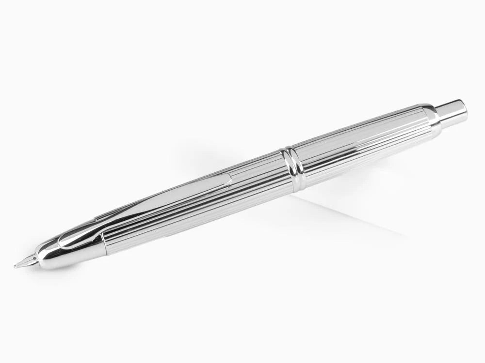 Pilot Capless Stripes Silver Medium Fountain Pen