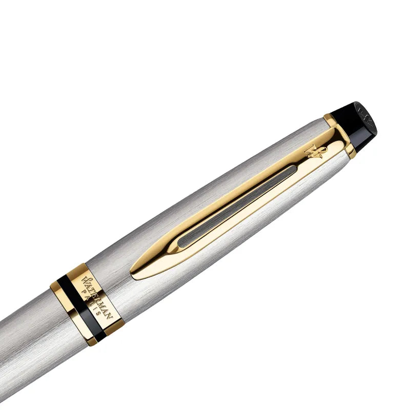 Waterman Expert Stainless Steel Gold Trim Roller Pen