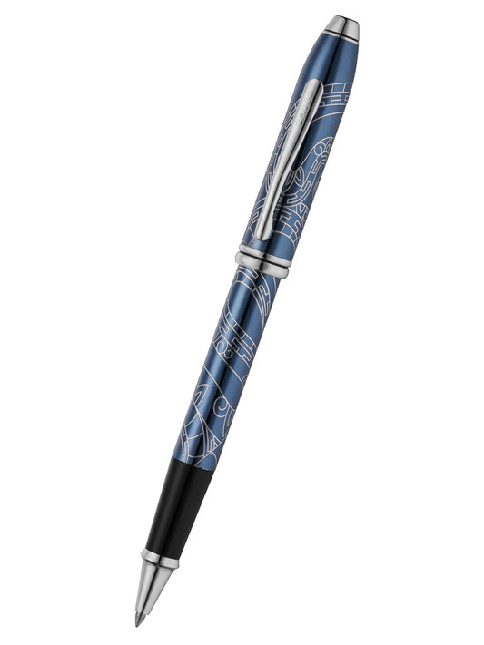 Cross 45-76 Townsend Year Of Snake Blue Lacquer With Chrome Engraving Roller Pen
