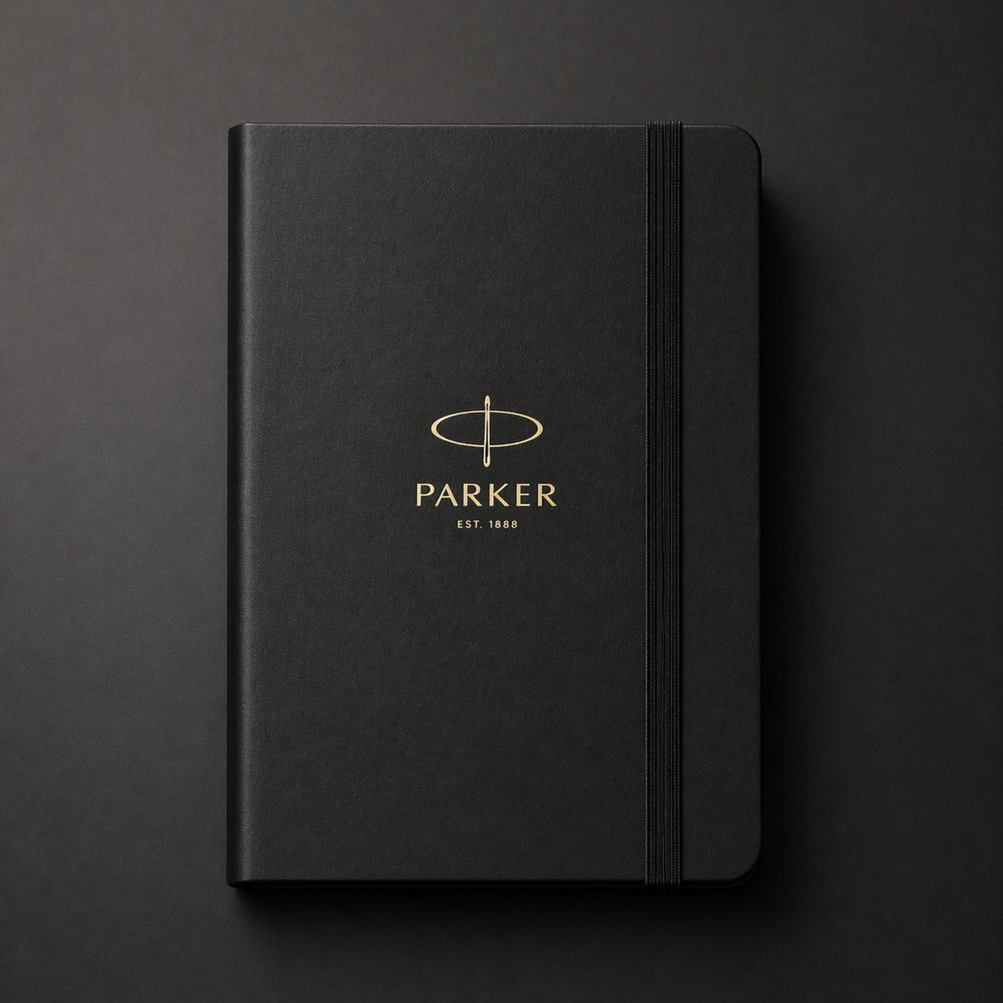 Parker Fusion Lacque Black Gold Trim Ballpoint Pen with A5 Notebook