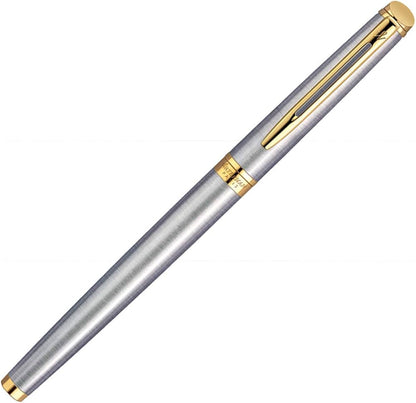 Waterman Hemisphere Stainless Steel Gold Trim Medium Nib Fountain Pen