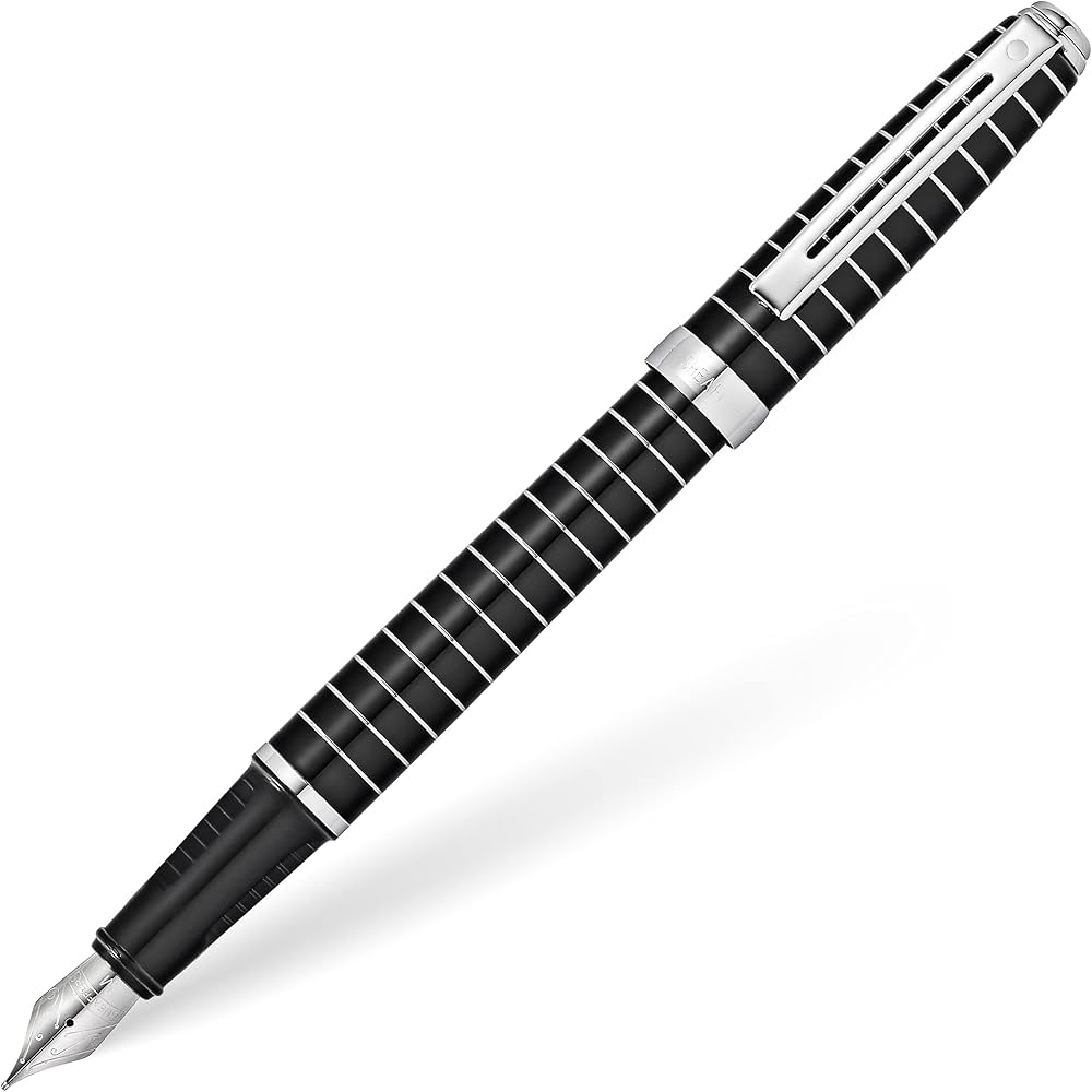 Sheaffer 9164 Black Lacquer Chrome Engraving Ct Fountain Pen  Medium