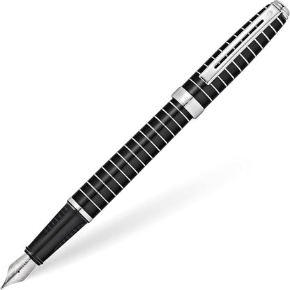 Sheaffer 9164 Black Lacquer Chrome Engraving Ct Fountain Pen  Medium
