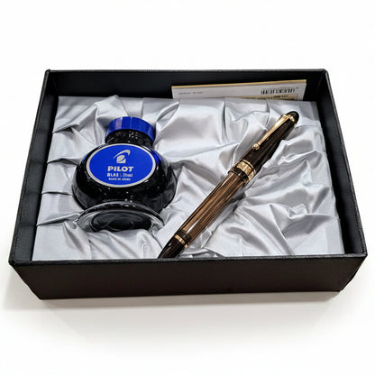 Pilot Custom 823 Brown Medium  Fountain Pen + Ink Bottle