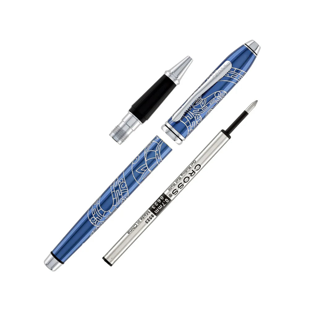 Cross 45-76 Townsend Year Of Snake Blue Lacquer With Chrome Engraving Roller Pen