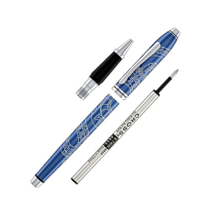 Cross 45-76 Townsend Year Of Snake Blue Lacquer With Chrome Engraving Roller Pen