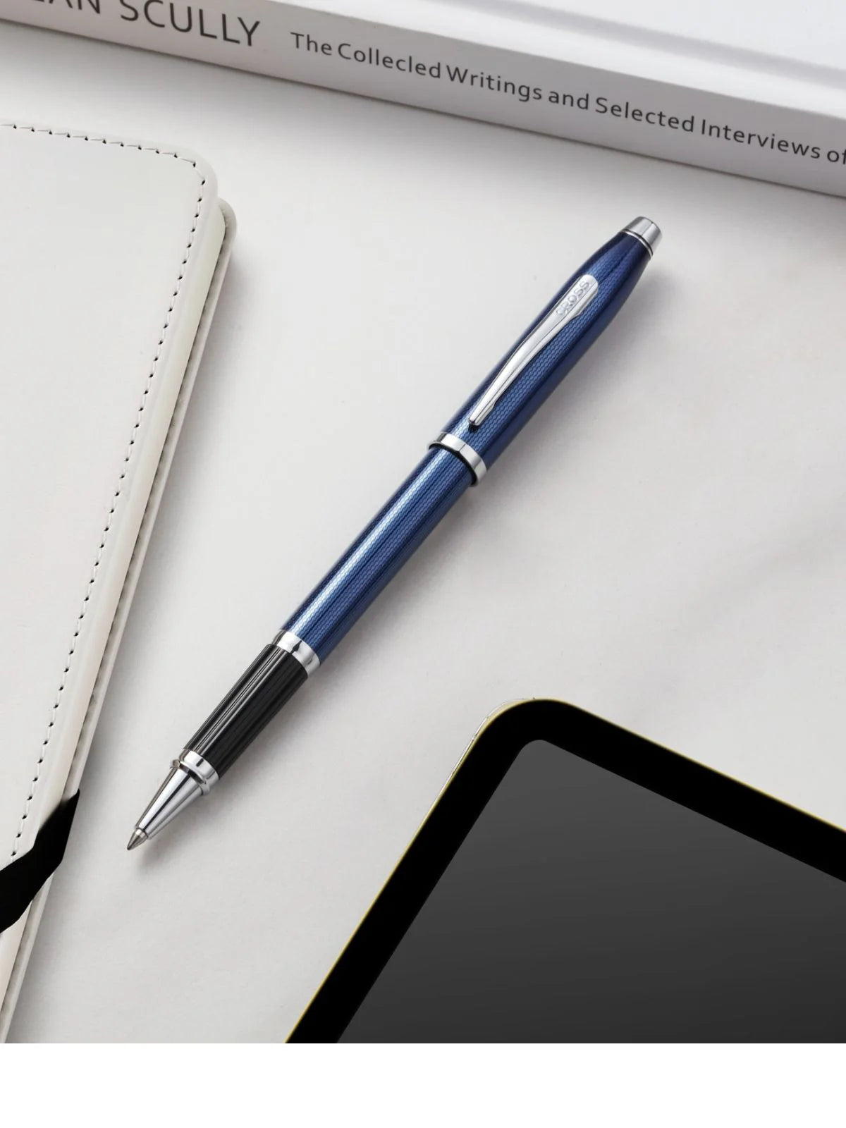 Cross 85WG-173 Century II Polished Tran Blue Engraved Pattern Roller Pen