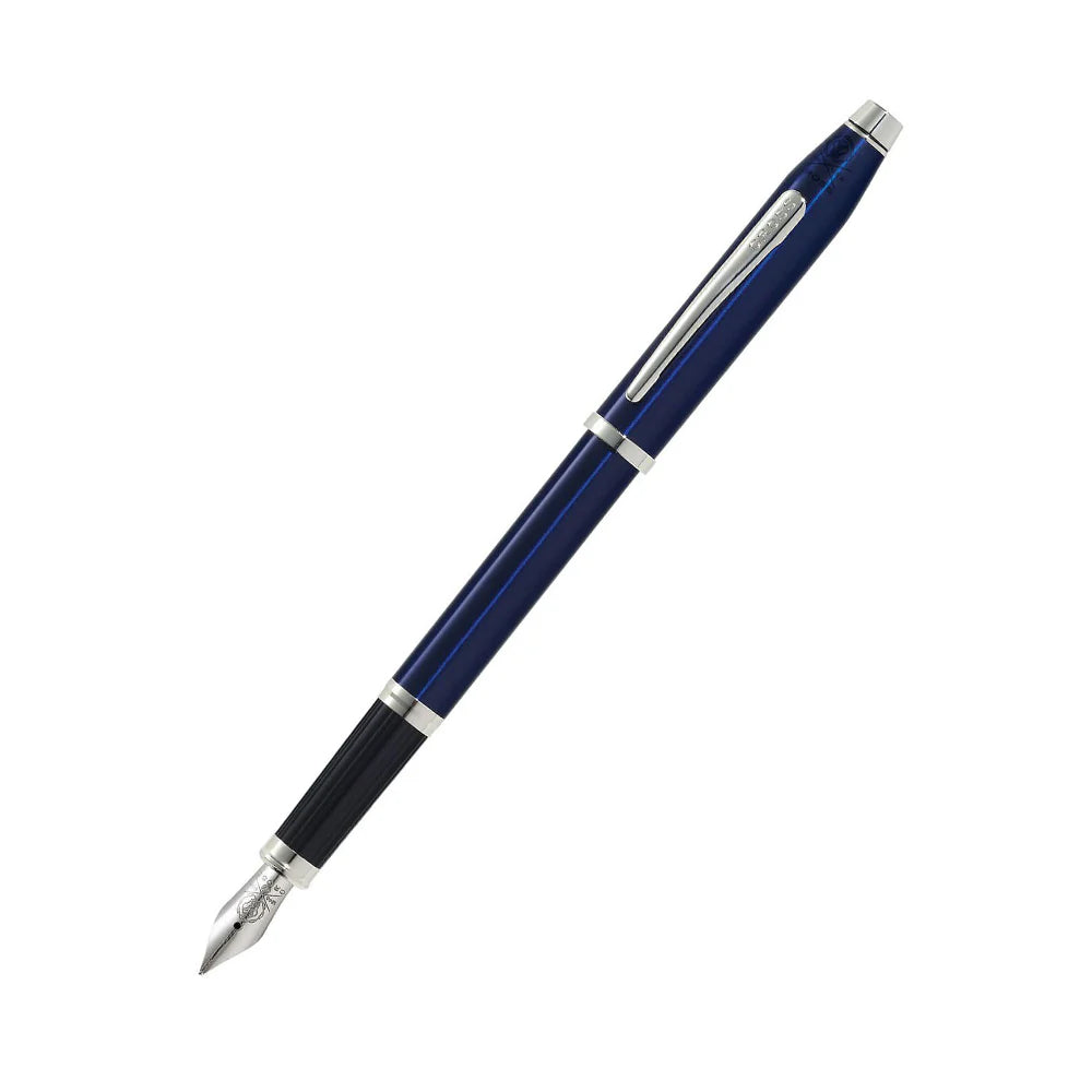 Cross 86WG-158 Cent II Translucent Blue Lacquer With Chrome Fountain Pen