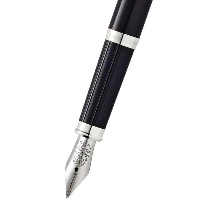Cross 86WG-157 Cent II Black Lacquer With Chrome M Fountain Pen