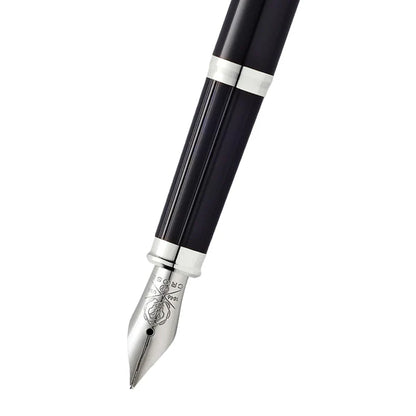 Cross 86WG-157 Cent II Black Lacquer With Chrome M Fountain Pen