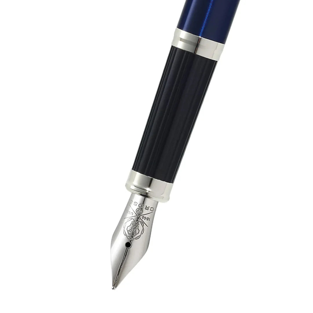 Cross 86WG-158 Cent II Translucent Blue Lacquer With Chrome Fountain Pen