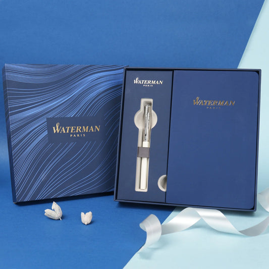 Waterman Allure White Fine Nib Fountain Pen With Note Book Gift Set