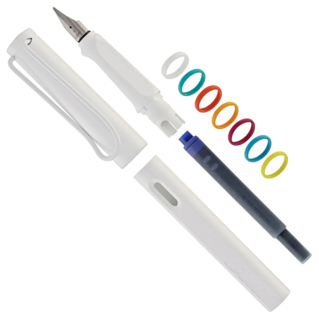 Lamy 0B1M Safari White Multi Ring M Fountain Pen Medium