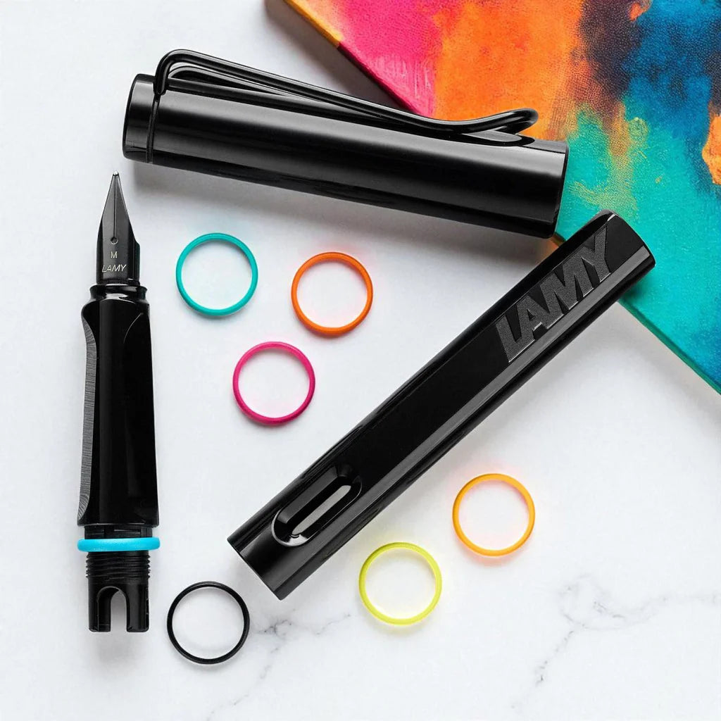 Lamy 0B2M Safari Black Multi Ring M Fountain Pen Medium