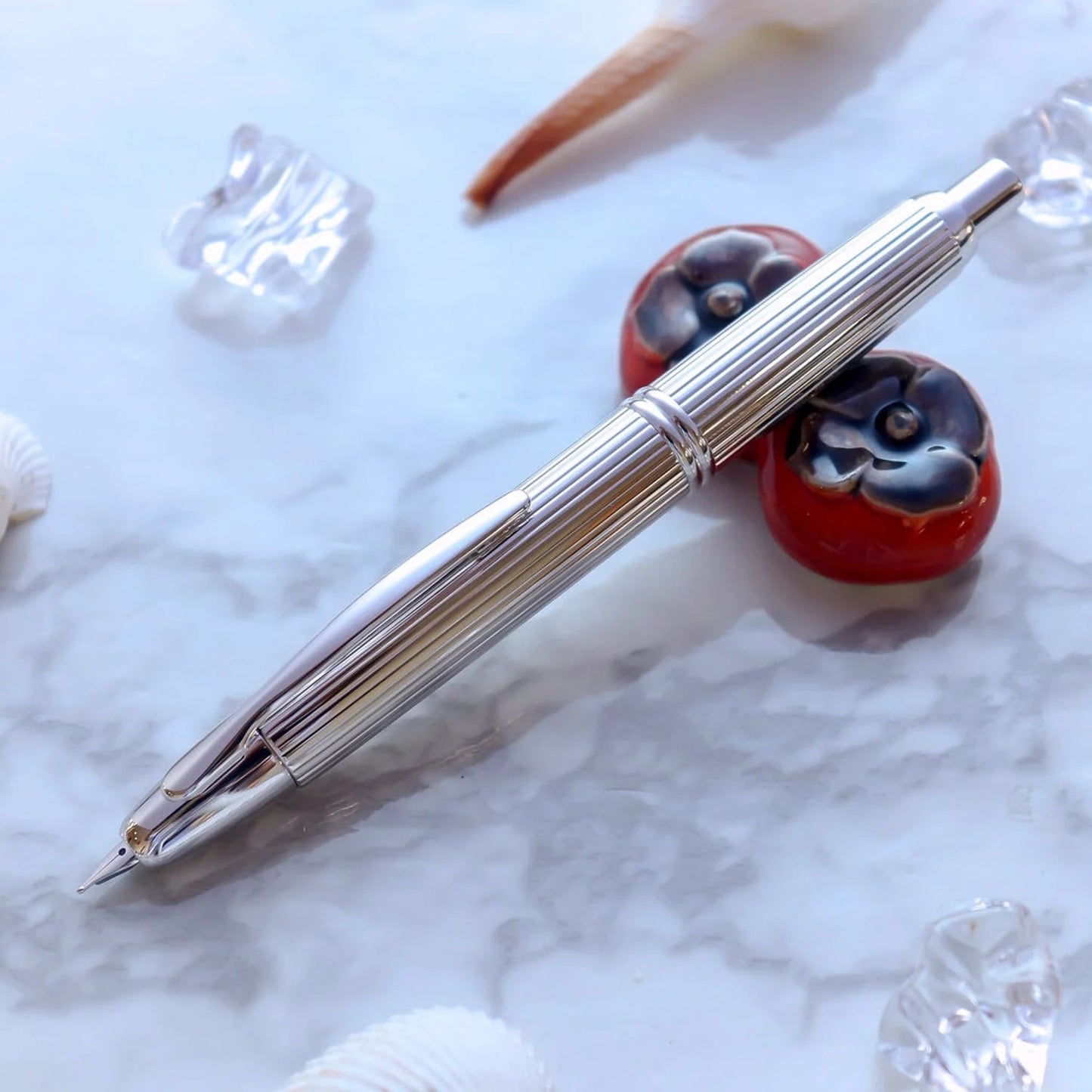 Pilot Capless Stripes Silver Medium Fountain Pen  2051