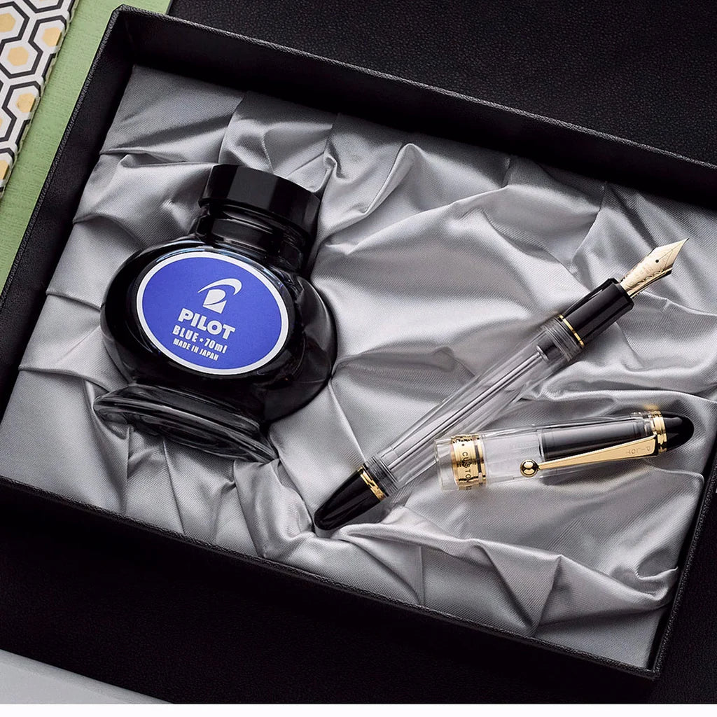 Pilot Custom 823 Clear Fountain Pen Medium + Ink Bottle 2335