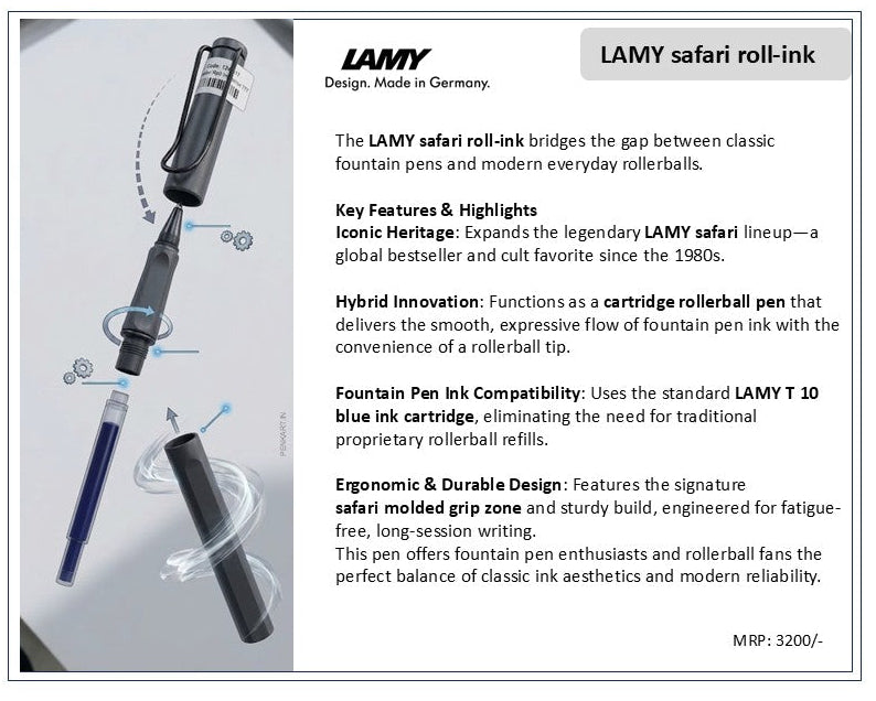 Lamy 617 Safari Umbra Roller pen with Cartridge T10