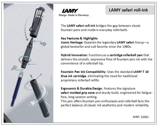 Lamy 617 Safari Umbra Roller pen with Cartridge T10