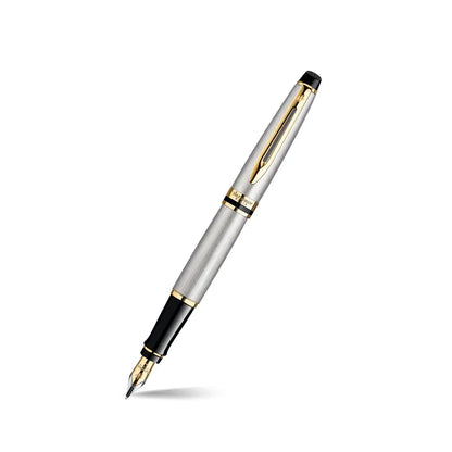 Waterman Expert Stainless Steel Gold Trim Medium Nib  Fountain Pen