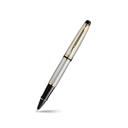 Waterman Expert Stainless Steel Gold Trim Roller Pen