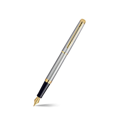 Waterman Hemisphere Stainless Steel Gold Trim Medium Nib Fountain Pen