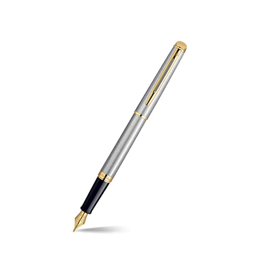 Waterman Hemisphere Stainless Steel Gold Trim Medium Nib Fountain Pen