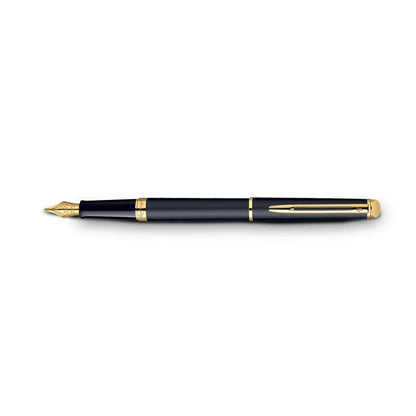 Waterman Hemisphere Matte Black Gold Trim Medium Fountain Pen