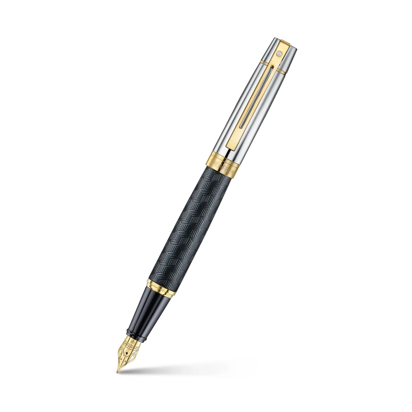 Sheaffer 9347 Engraved Mt Black Chrome Fountain Pen Medium Nib