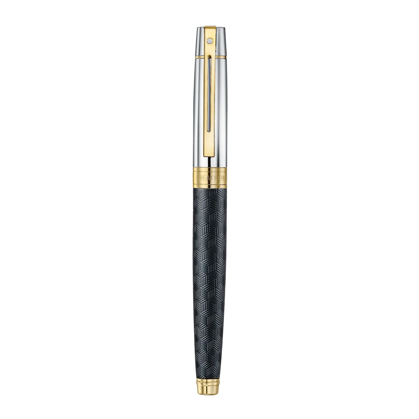 Sheaffer 9347 Engraved Mt Black Chrome Fountain Pen Medium Nib