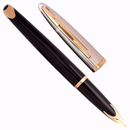 Waterman Carene Deluxe Black Gold Trim Medium Nib Fountain Pen