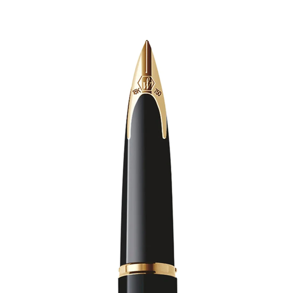 Waterman Carene Deluxe Black Gold Trim Medium Nib Fountain Pen