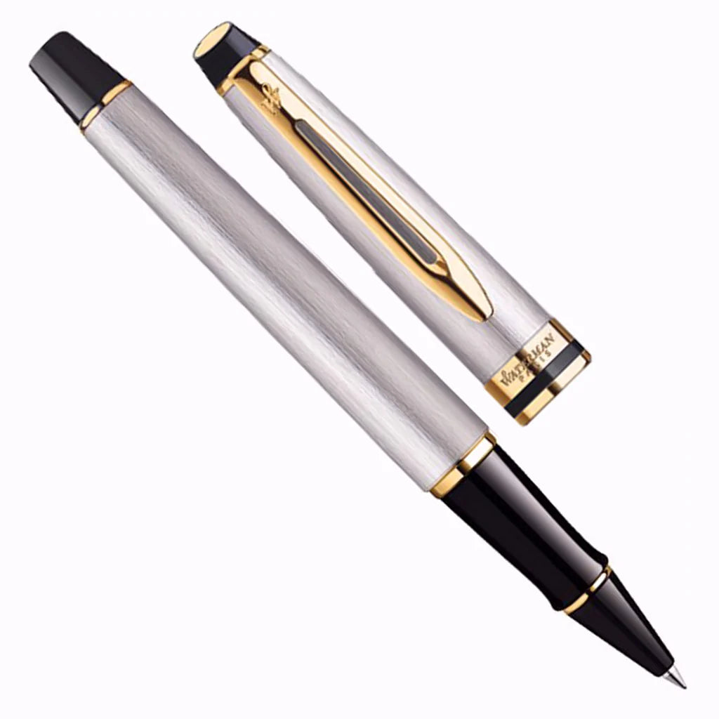 Waterman Expert Stainless Steel Gold Trim Roller Pen