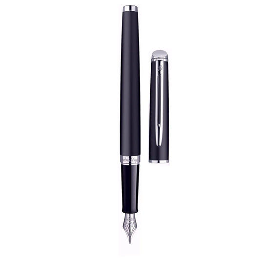 Waterman Hemisphere Matte Black Chrome Trim Medium Nib Fountain Pen