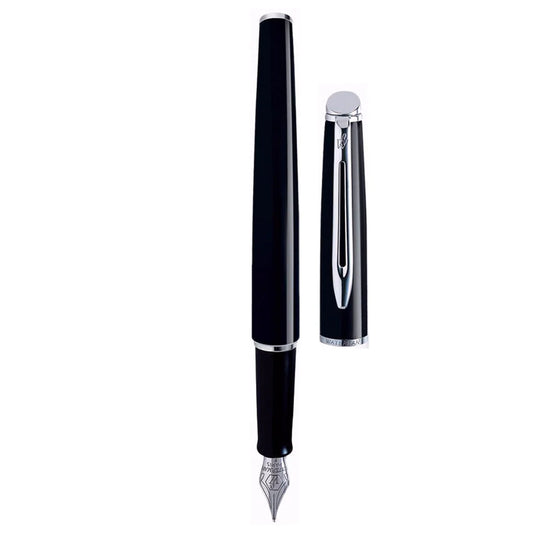 Waterman Hemisphere Mars Black Chrome Trim Medium Nib Fountain Pen