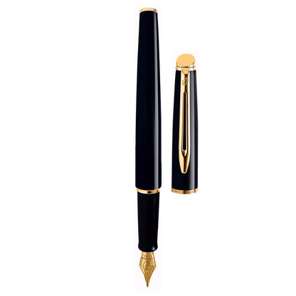 Waterman Hemisphere Mars Black Gold Trim Medium Nib Fountain Pen
