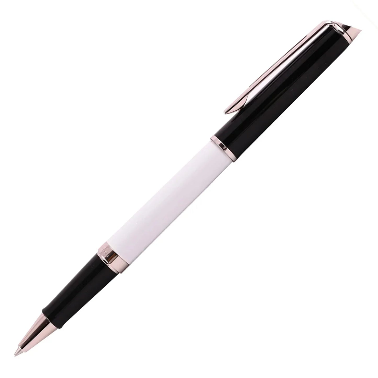 Waterman Hemisphere Colour Block Black White Chrome Trim Roller Pen