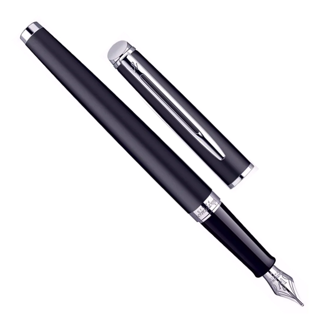 Waterman Hemisphere Matte Black Chrome Trim Fine Nib Fountain Pen