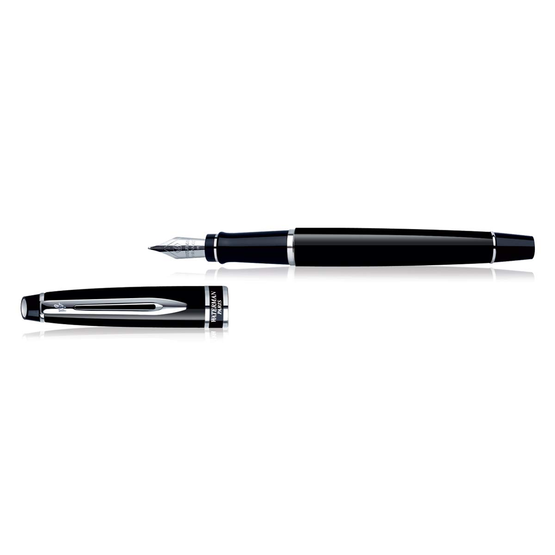 Waterman Expert Mars Black Chrome Trim Medium Nib Fountain Pen